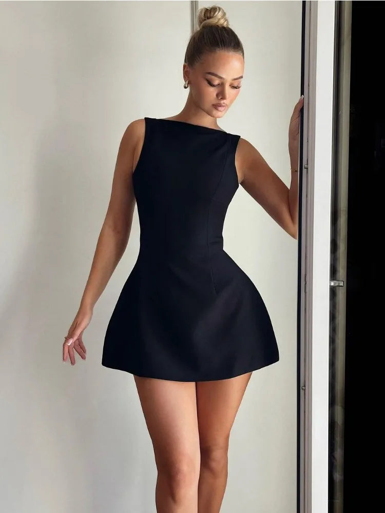 White Backless Patchwork Fashion Summer Elegant Party Mini Dress - The Clothing Company Sydney