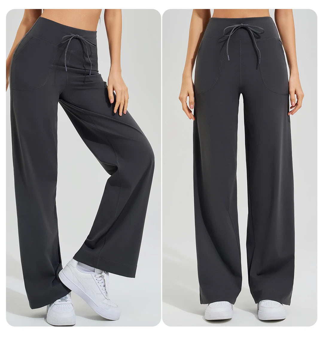 Women's High Waist Yoga Pants Gym Loose Running Yoga Pants Double Side Brushed with Pockets Pants Ties The Clothing Company Sydney