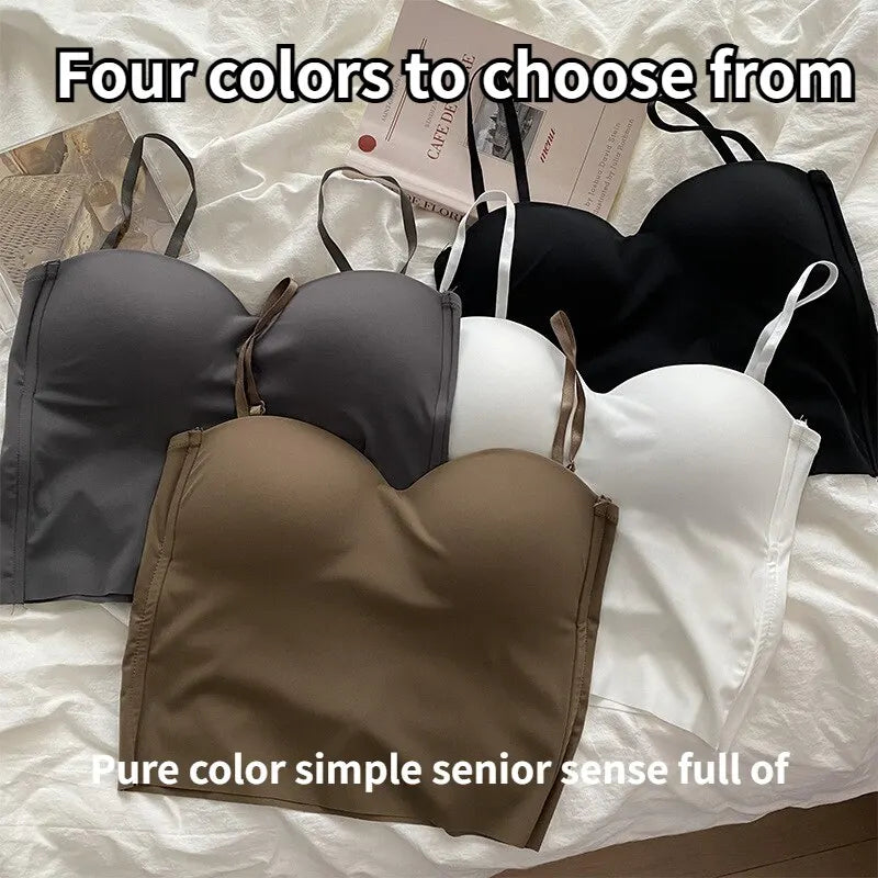 Women's Thin Section Double Straps Solid Colour Suspenders Inside Sports Vest Outer Wear Bra Top The Clothing Company Sydney