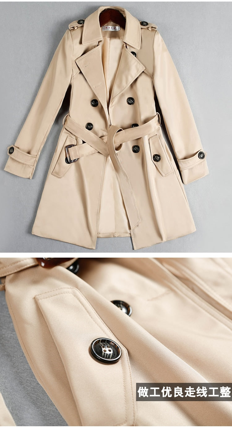 Spring And Autumn Women's Mid-Length Trench Coat Tie-In Jackets Coats The Clothing Company Sydney