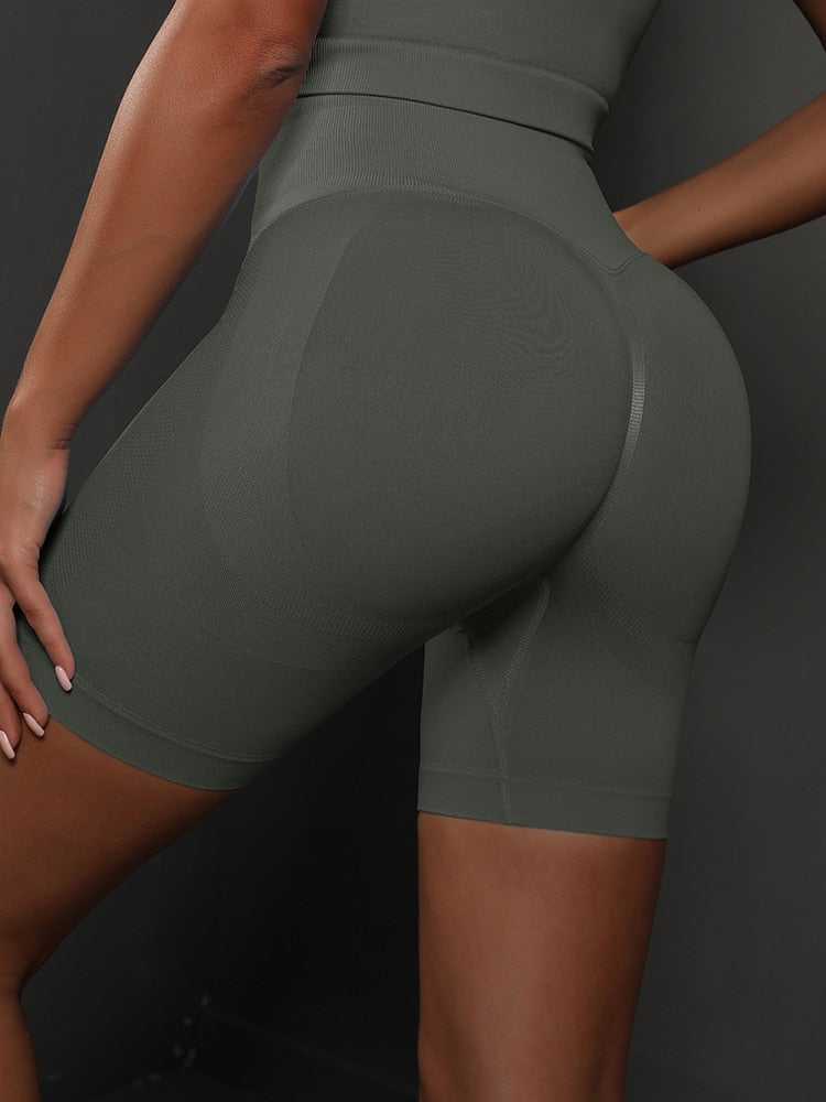 2 Piece Seamless Yoga Set Gym Sportswear Sport Top and High Waist Short Suit Fitness Workout Butt Lifting Short Tight Suit The Clothing Company Sydney