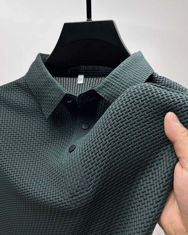Summer Men's Lop-up Hollow Short-sleeved Polo Shirt Ice Silk Breathable Business Fashion T-Shirt Male Top The Clothing Company Sydney