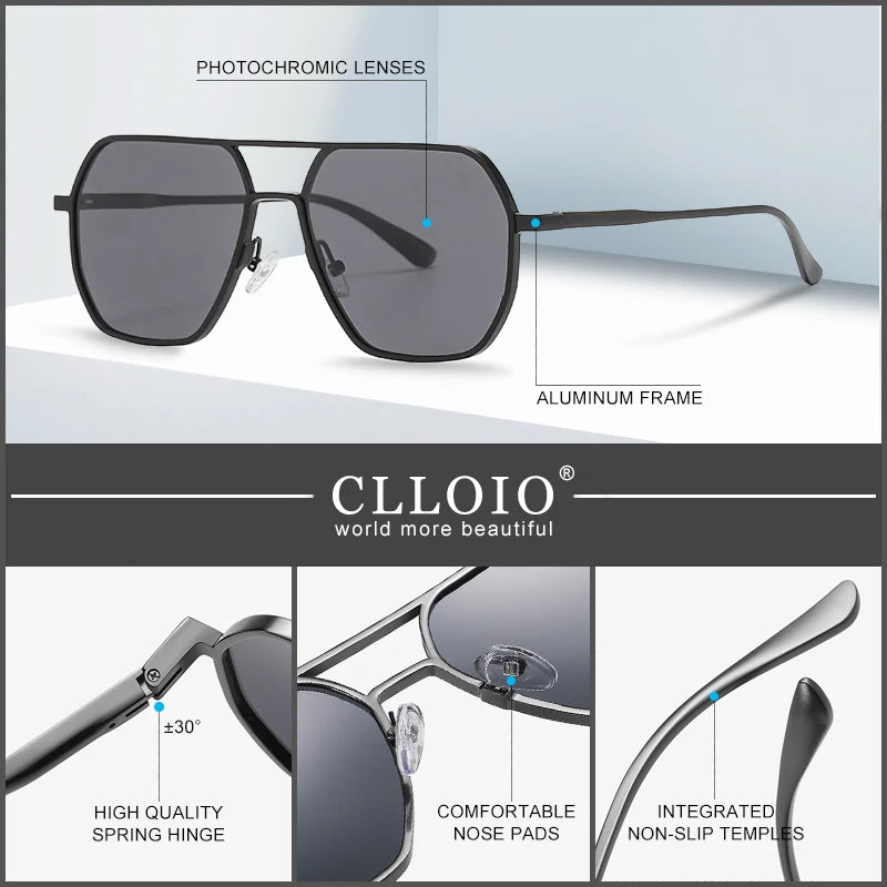 Fashion Aluminum Photochromic Sunglasses Men Women Polarised Sun Glasses Chameleon Anti-glare Driving Sunglasses - The Clothing Company Sydney