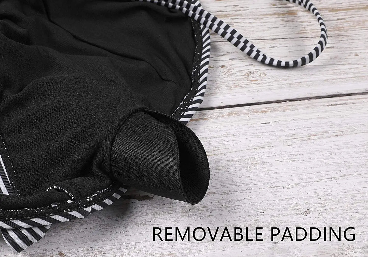 Women's Striped Bikini Set High Neck Swimsuit Vintage Floral Swimwear Strappy Bathing Suit Padded Beachwear - The Clothing Company Sydney