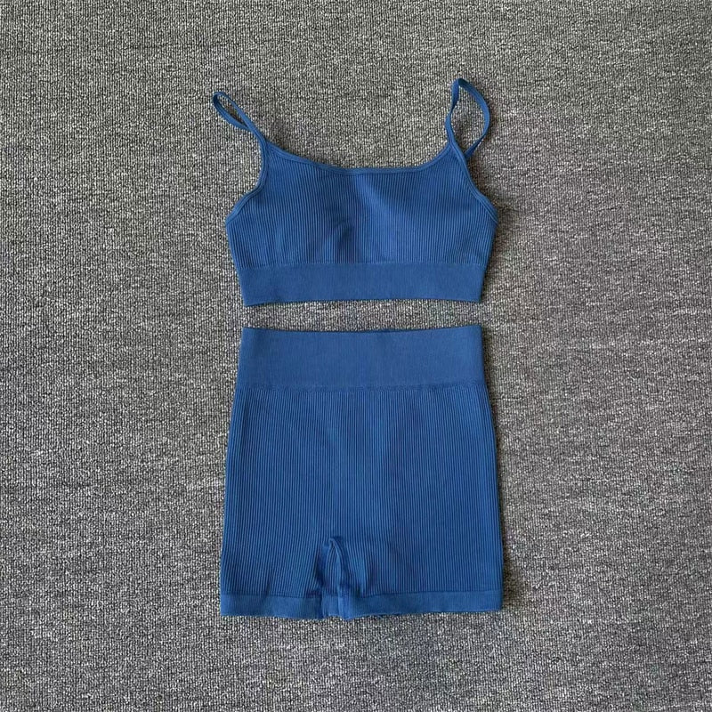 Two Piece Yoga Set Shorts Pant Fitness Seamless Tracksuit Wear Long Sleeve Sports Bra Suits Training Womens Outfits Gym Clothes The Clothing Company Sydney