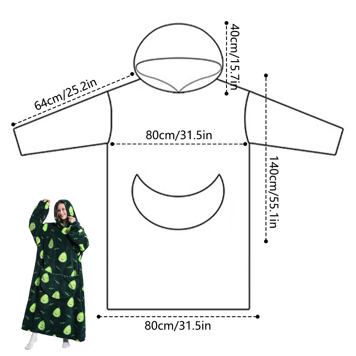 Super Long Hoodie Blanket Flannel Blanket with Sleeves Winter Hooded Sweatshirt Pullover Giant Oversized Blanket The Clothing Company Sydney