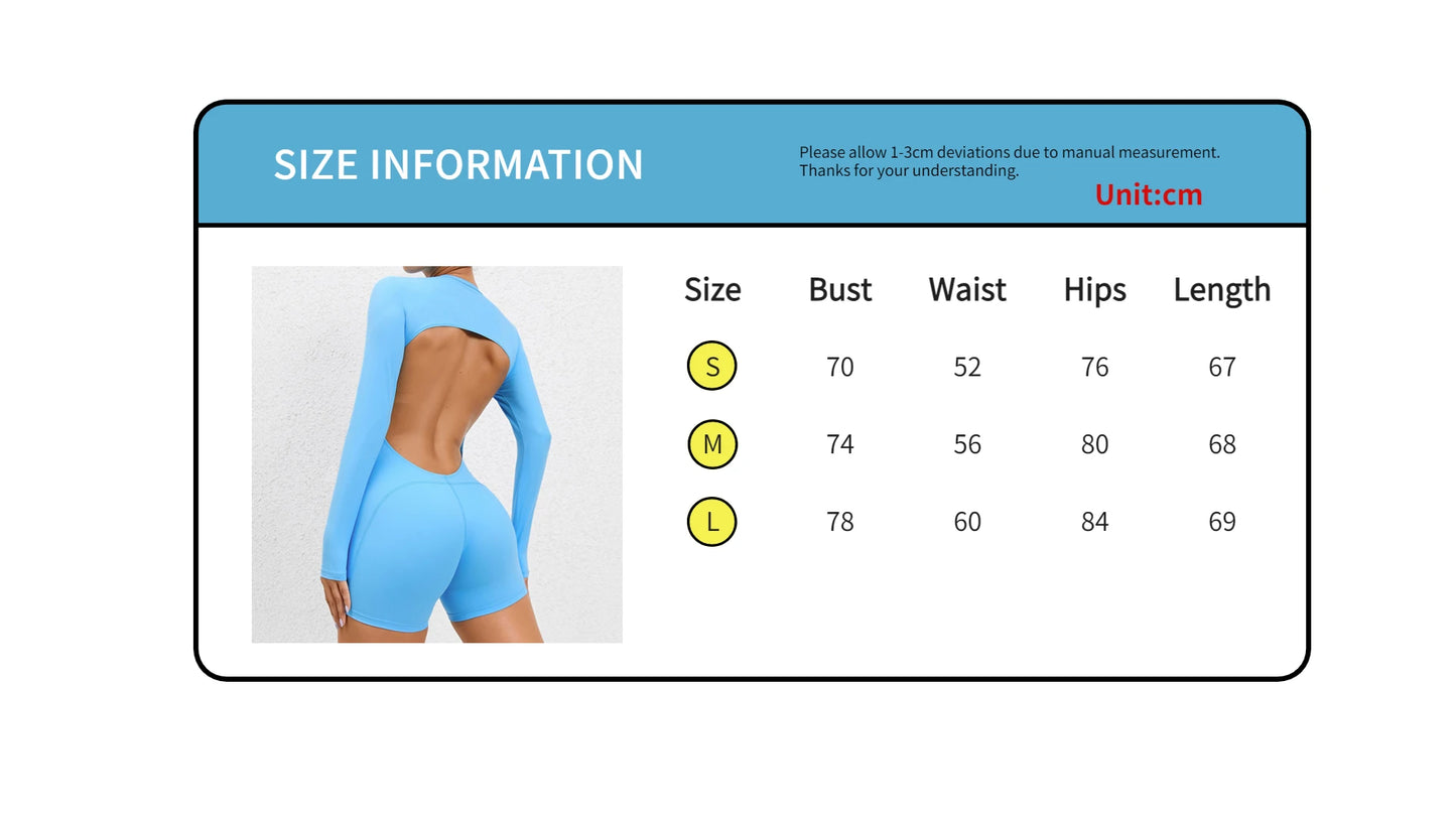 One Piece Women's Jumpsuit Long Sleeve Yoga Set Backless Bodysuit Fitness Quick-Dry Gym Clothing Workout Rompers Exercise Outfits - The Clothing Company Sydney