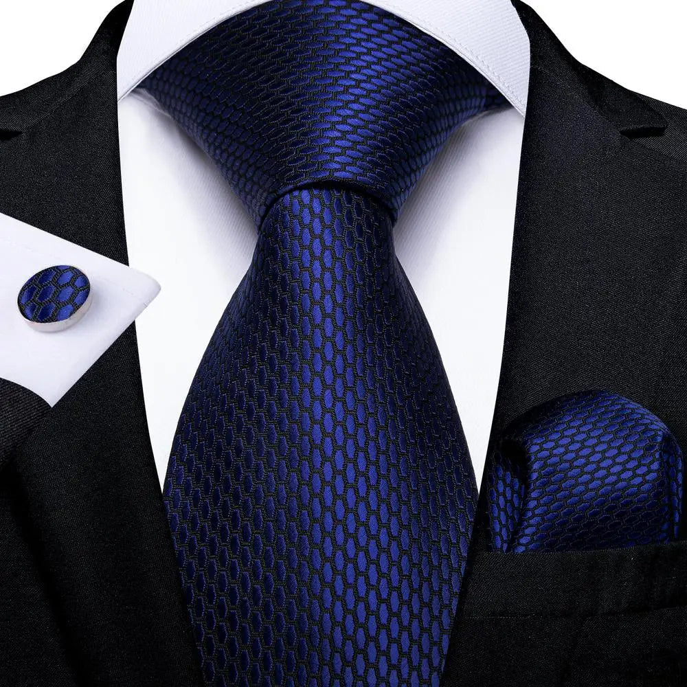 Blue Paisley Silk Tie Set – Necktie, Cufflinks & Hanky for Men The Clothing Company Sydney