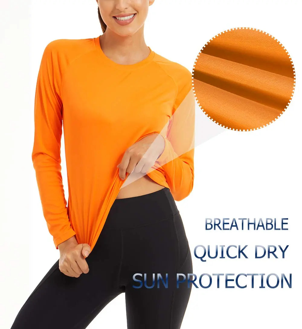 UPF 50+ Sun Skin Protection Quick Dry T-Shirts Women's Long Sleeve Outdoor Performance Tee Shirts Summer Casual Tops - The Clothing Company Sydney