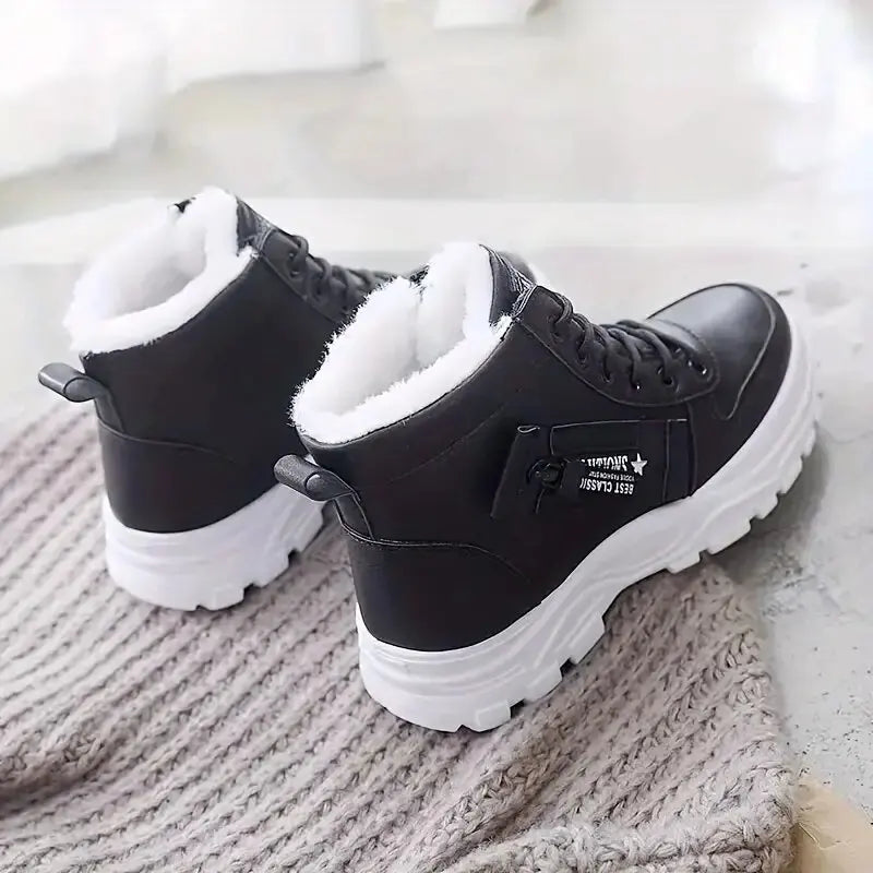 Women’s Winter High-Top Snow Boots – Warm Lace-Up Wedge Sneakers with Flannel Lining The Clothing Company Sydney