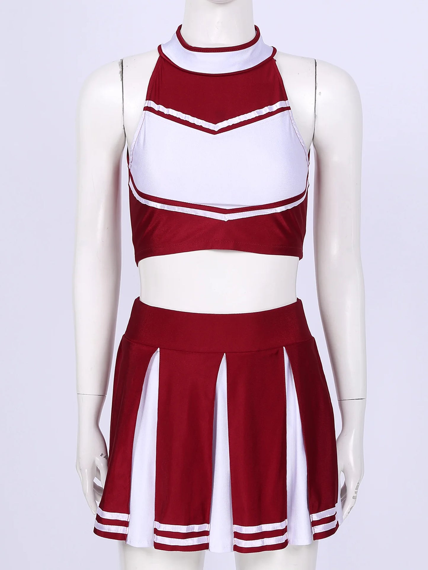 2 Piece Cheerleader Costume Women Adult Cheerleading Uniform Dancing Outfit Sleeveless Crop Top with Mini Pleated Skirt The Clothing Company Sydney
