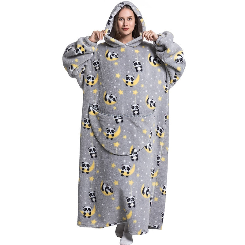 Super Long Hoodie Blanket Flannel Blanket with Sleeves Winter Hooded Sweatshirt Pullover Giant Oversized Blanket The Clothing Company Sydney