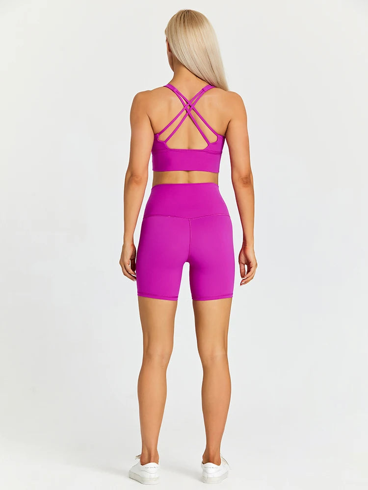 Yoga Shorts Set Women Fitness Suit 2 Piece Sports Gym Wear Workout Clothes Running Sportswear Sport Outfit The Clothing Company Sydney