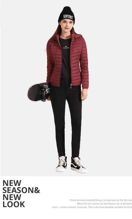 Winter Parka Ultralight Padded Puffer Jacket For Women's Coat With Hood Outdoor Warm Lightweight Outwear With Storage Bag The Clothing Company Sydney