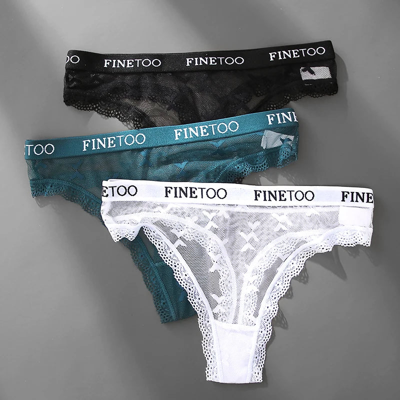 3 Pack Thong Lace Panties Thong Low Waist Underwear G String Underpants Lingerie Set - The Clothing Company Sydney