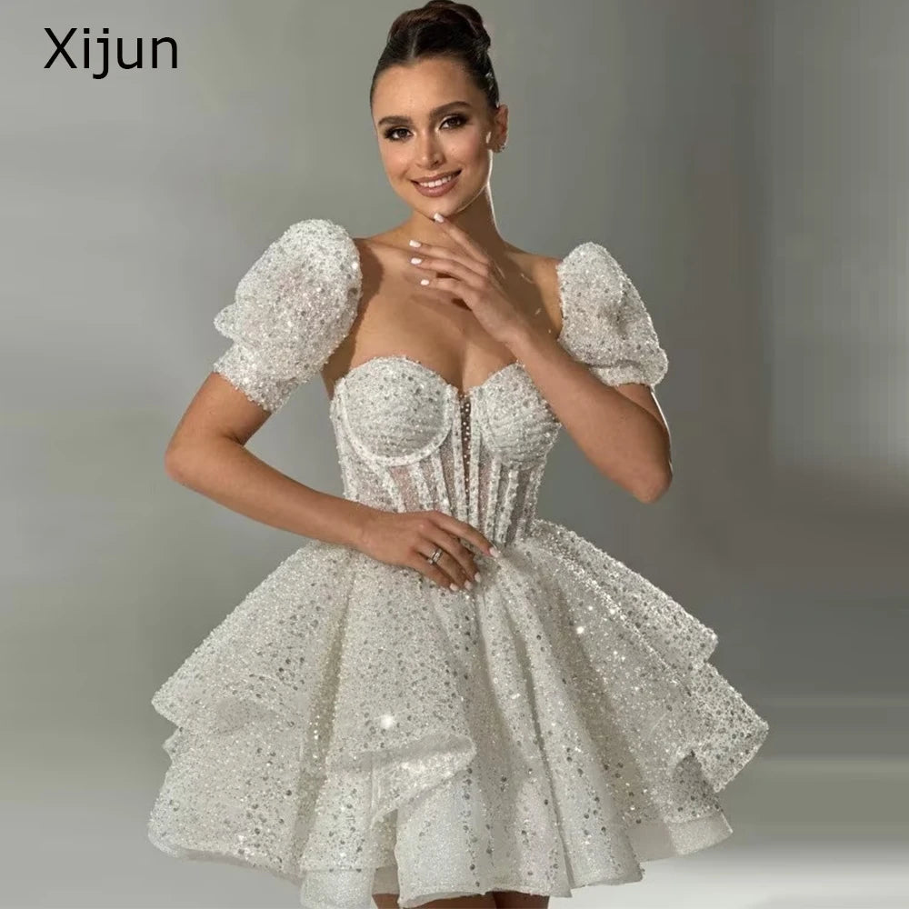 Sweetheart A-Line Evening Sweetheart A-Line Mini Wedding Dress Detachable Sleeves Prom Gowns Bride Formal Party Dress The Clothing Company Sydney