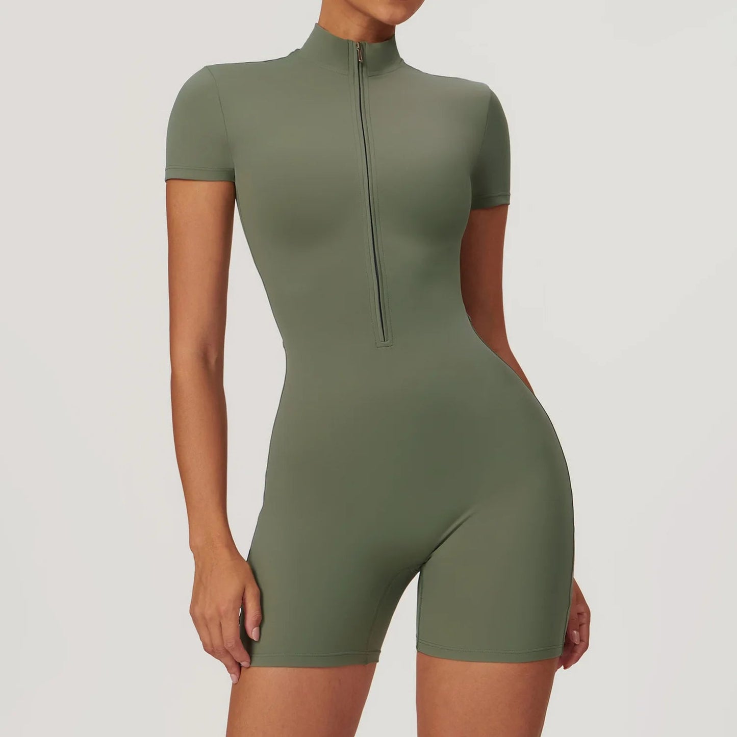 One Piece Jumpsuit Summer Short Sleeve Zipper Sports Wear Gym Fitness Bodysuits Women Dance Running Workout Clothes Yoga Suit The Clothing Company Sydney