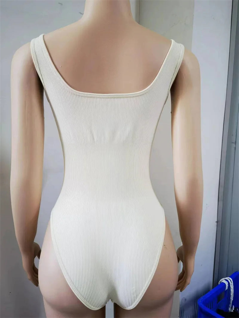 Ribbed Jumpsuit Daily Shaper Bodysuits Compression Open Crotch Shapewear Suit Playsuit - The Clothing Company Sydney