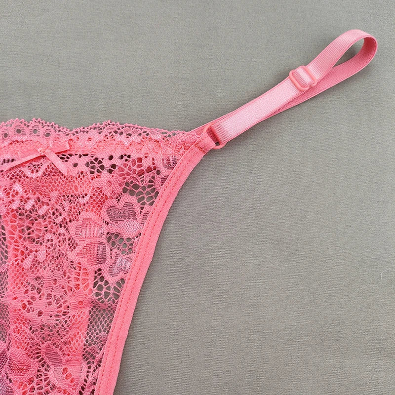 3 Pack Women's Lace Hollow Out Thongs Thin Sheer G-Strings Ultra-low Rise Seamless Panties Perspective Bow Knickers - The Clothing Company Sydney