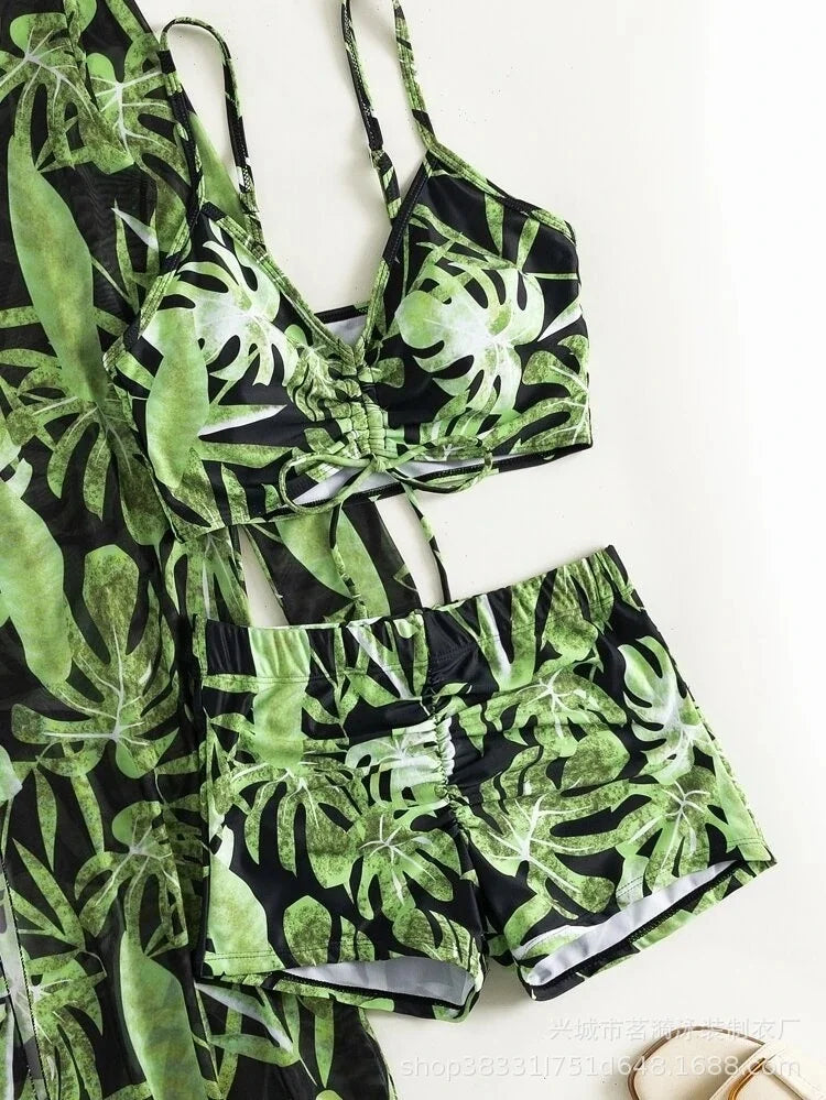 3 Piece Summer Print Swimsuits Tankini Sets Swimwear Beach Wear Bathing Suits Pool Women's Swimming Suit - The Clothing Company Sydney