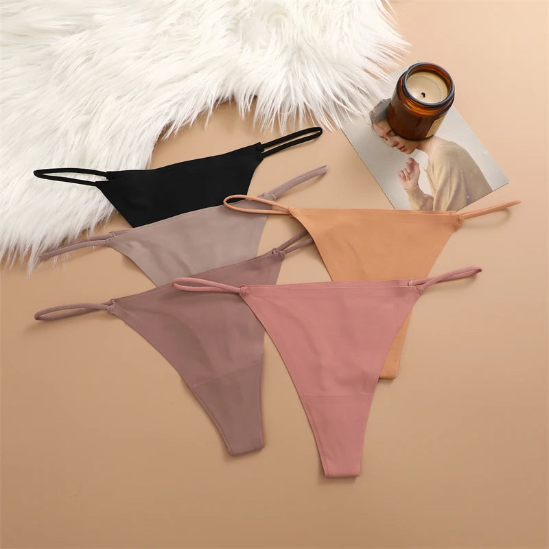 3 Pack Women Seamless Thongs Low Waist Bikini Panties Female Underpants T-back Underwear - The Clothing Company Sydney