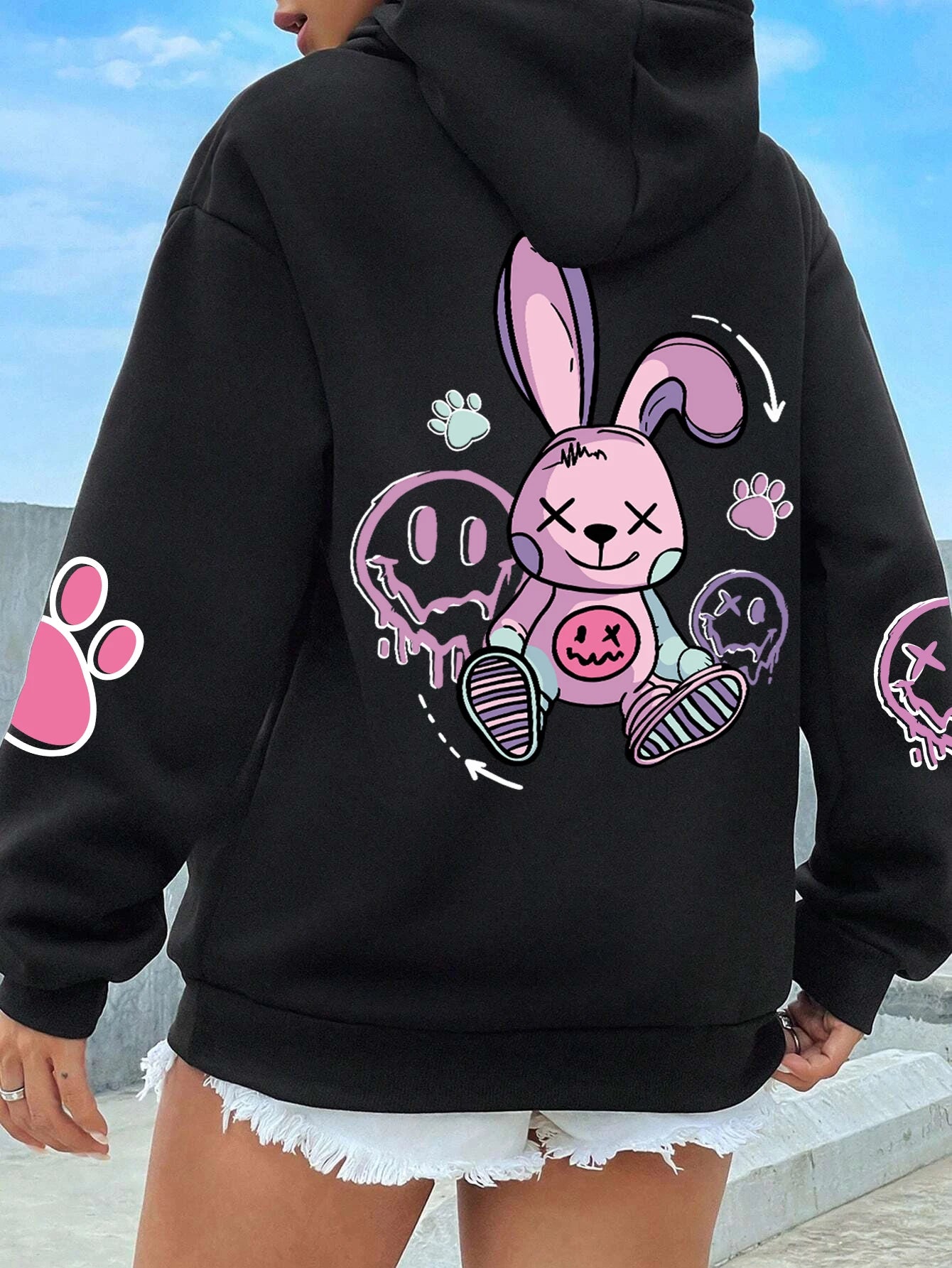 Hip Hop Street Casual Printed Female Hoodie Oversize Loose Sweatshirts Autumn Warm Fleece Clothing Top - The Clothing Company Sydney