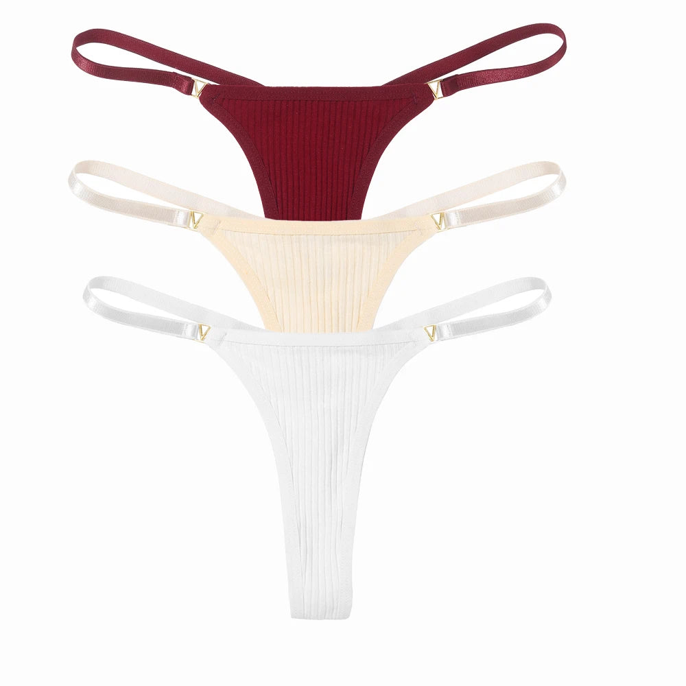 3 Pack Set Women's Panties Cotton Thongs Low Rise G String Solid Color Seamless Female Underpants Lingerie Underwear The Clothing Company Sydney