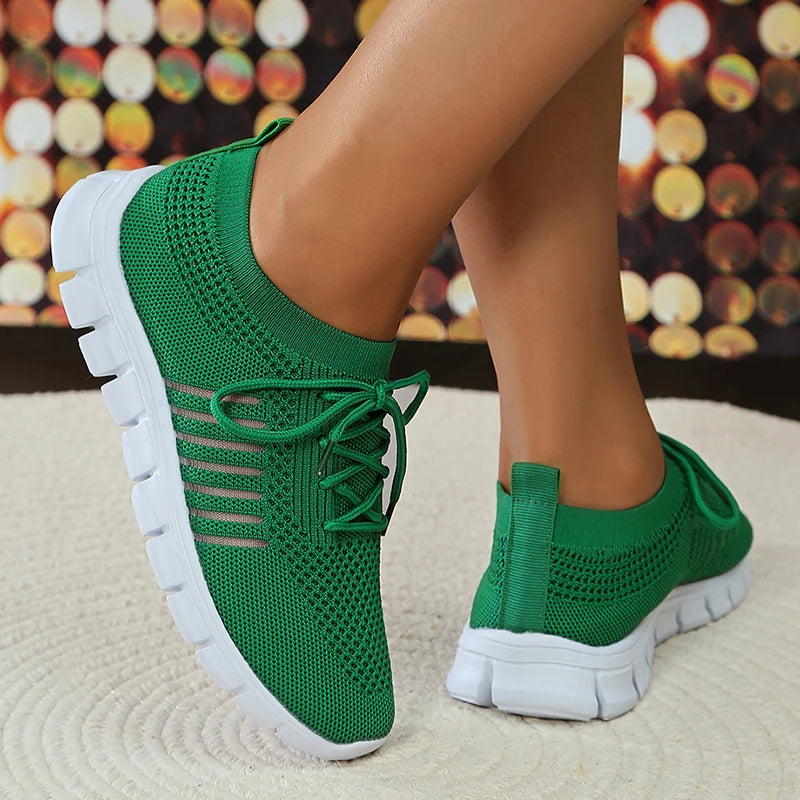 Mesh Breathable Soft Sole Sneakers Lightweight Non-Slip Running Walking Casual Lace Up Flats Shoes - The Clothing Company Sydney