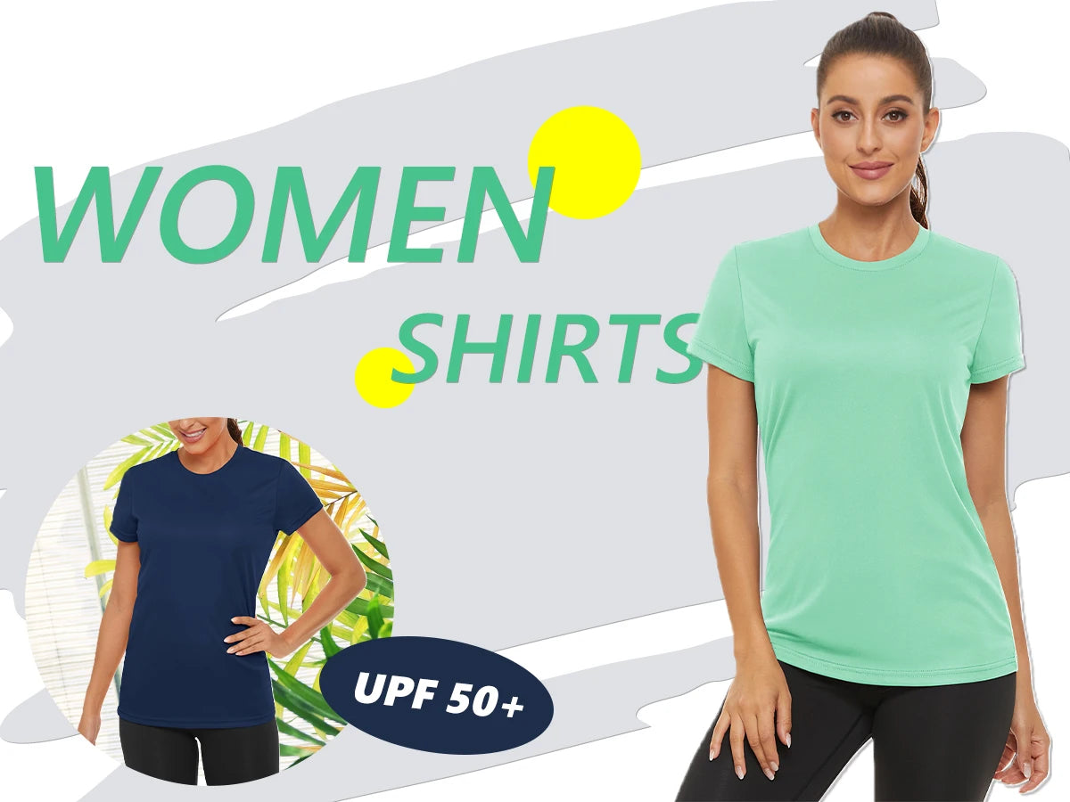 Summer Casual T-shirts UPF 50+ Quick Dry Womens Skin Sun Protection T-shirt Outdoor Running Swim Athletic T shirts Tops - The Clothing Company Sydney