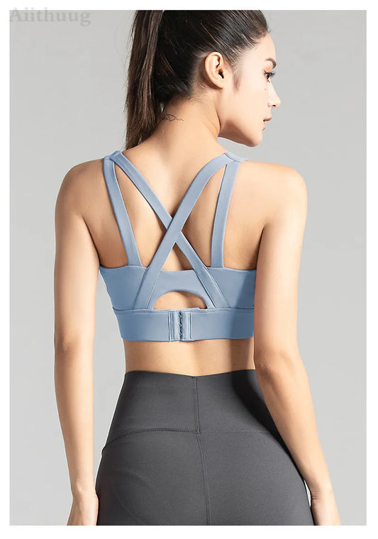Sports Bra for Women Criss-Cross Back Padded Sports Yoga Bra with Removable Cups Gym Bra Top The Clothing Company Sydney
