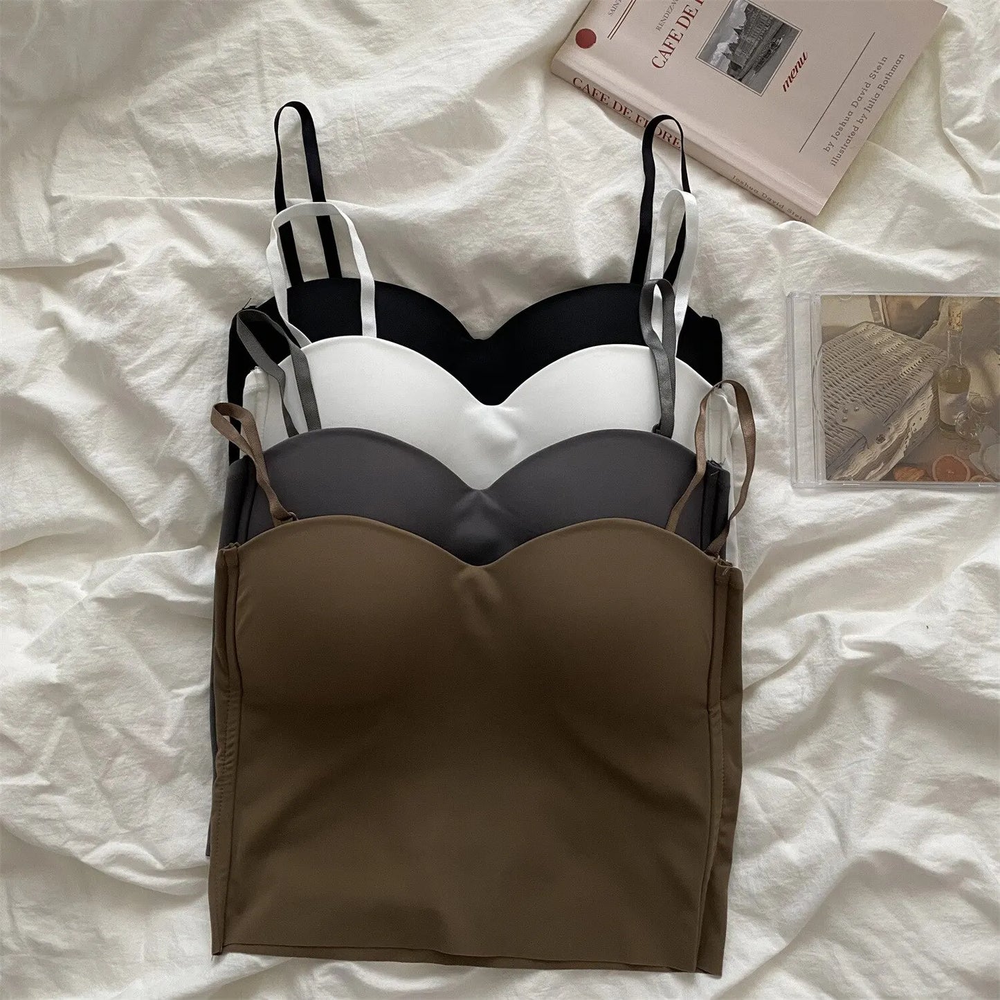 Women's Thin Section Double Straps Solid Colour Suspenders Inside Sports Vest Outer Wear Bra Top The Clothing Company Sydney