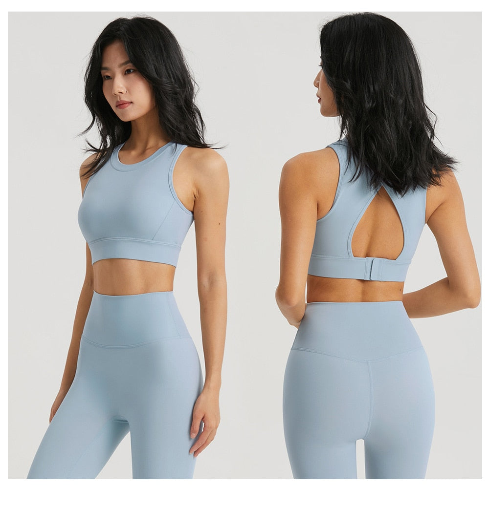 Women's Sportswear Yoga Set 2 Piece Gym Outfits Fitness Hollow Out Sports Bra and Leggings Suit Workout Clothes for Women Yoga Set The Clothing Company Sydney