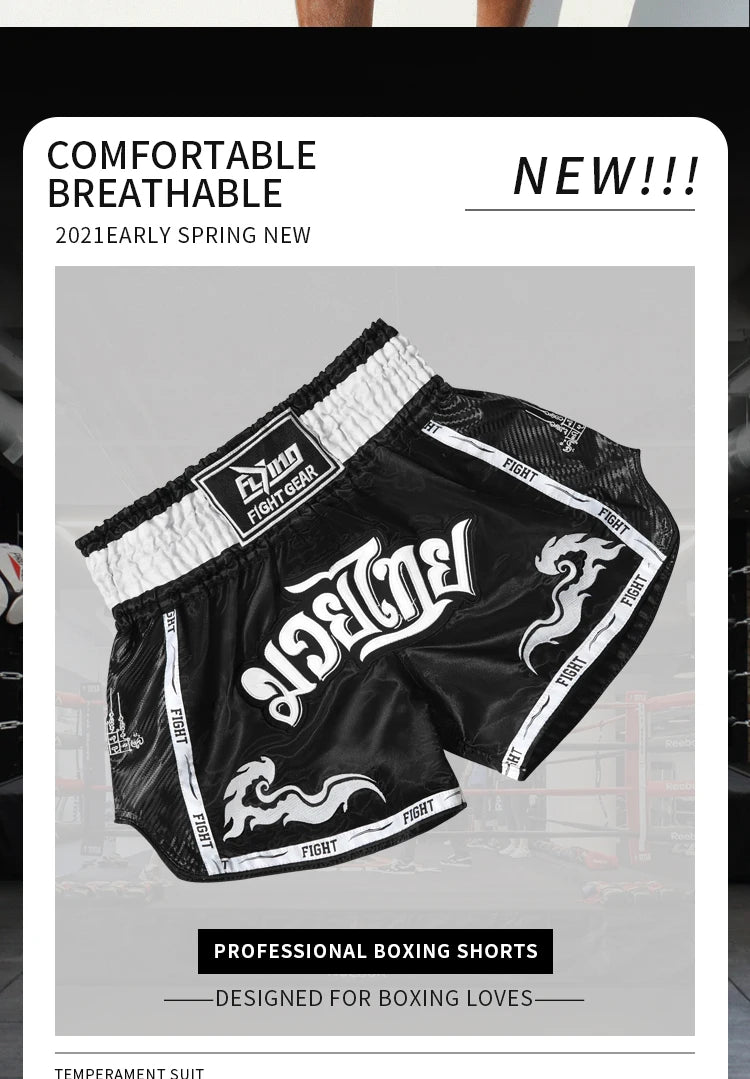Muay Thai Boxing Shorts for Men's Women's Kids Teenagers Kickboxing Fighting MMA Trunks Grappling Sports Shorts - The Clothing Company Sydney