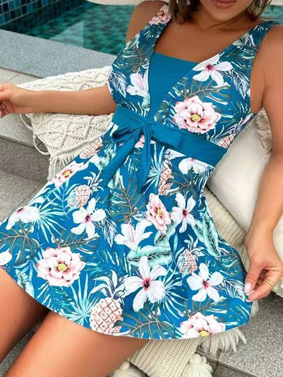 Floral Tankini Set 2 Piece Women Swimsuit High Waist Swimwear Bathers Bathing Swimming Suit Summer Beachwear - The Clothing Company Sydney