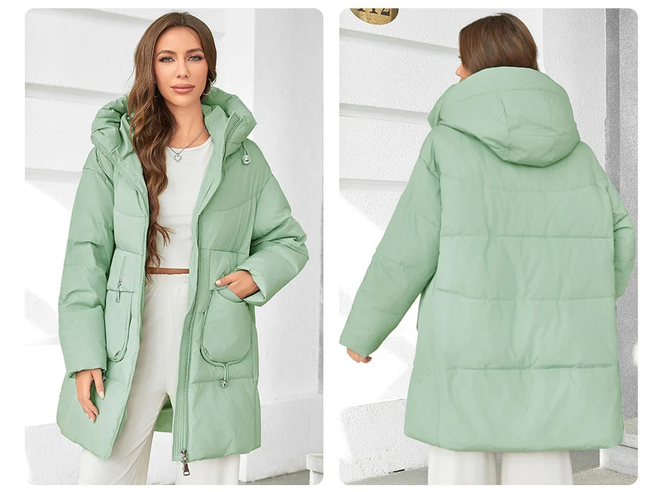 Hooded Parkas Women's Plus Size Casual Hooded Pocket Women Down Jacket Coat Outwear - The Clothing Company Sydney