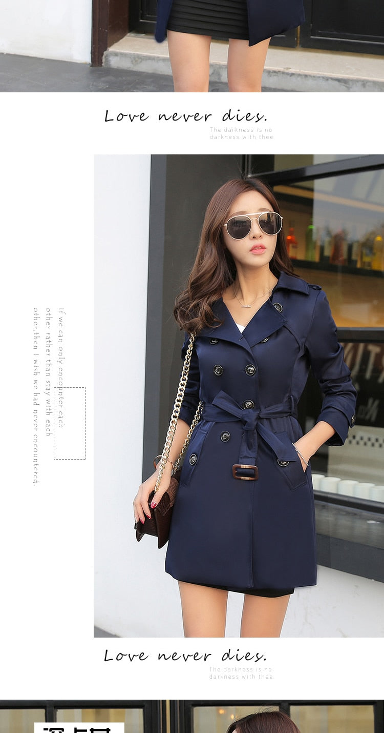 Spring And Autumn Women's Mid-Length Trench Coat Tie-In Jackets Coats The Clothing Company Sydney