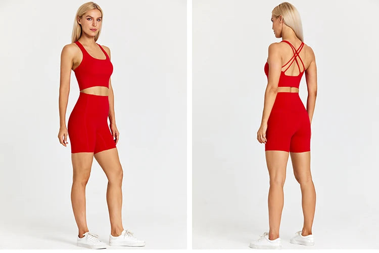 Yoga Shorts Set Women Fitness Suit 2 Piece Sports Gym Wear Workout Clothes Running Sportswear Sport Outfit The Clothing Company Sydney