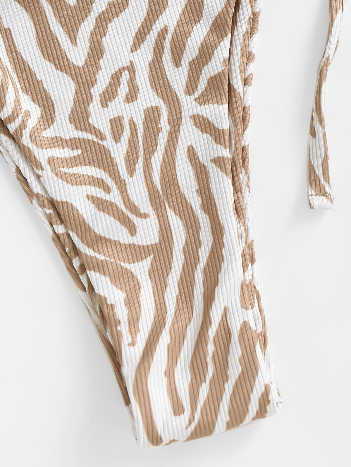 Ribbed Tie Side Bikini Set  Animal Spotted Bandeau Two Piece Swimwear The Clothing Company Sydney