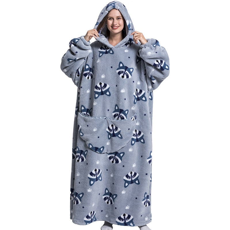 Super Long Hoodie Blanket Flannel Blanket with Sleeves Winter Hooded Sweatshirt Pullover Giant Oversized Blanket The Clothing Company Sydney