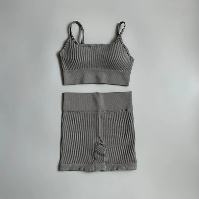 Seamless Yoga Set Gym Suits With Shorts Crop Top Bra Women's Shorts 2 Piece Set Running Workout Outfit Fitness Clothing The Clothing Company Sydney