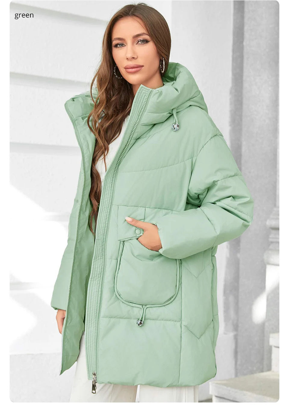 Hooded Parkas Women's Plus Size Casual Hooded Pocket Women Down Jacket Coat Outwear - The Clothing Company Sydney