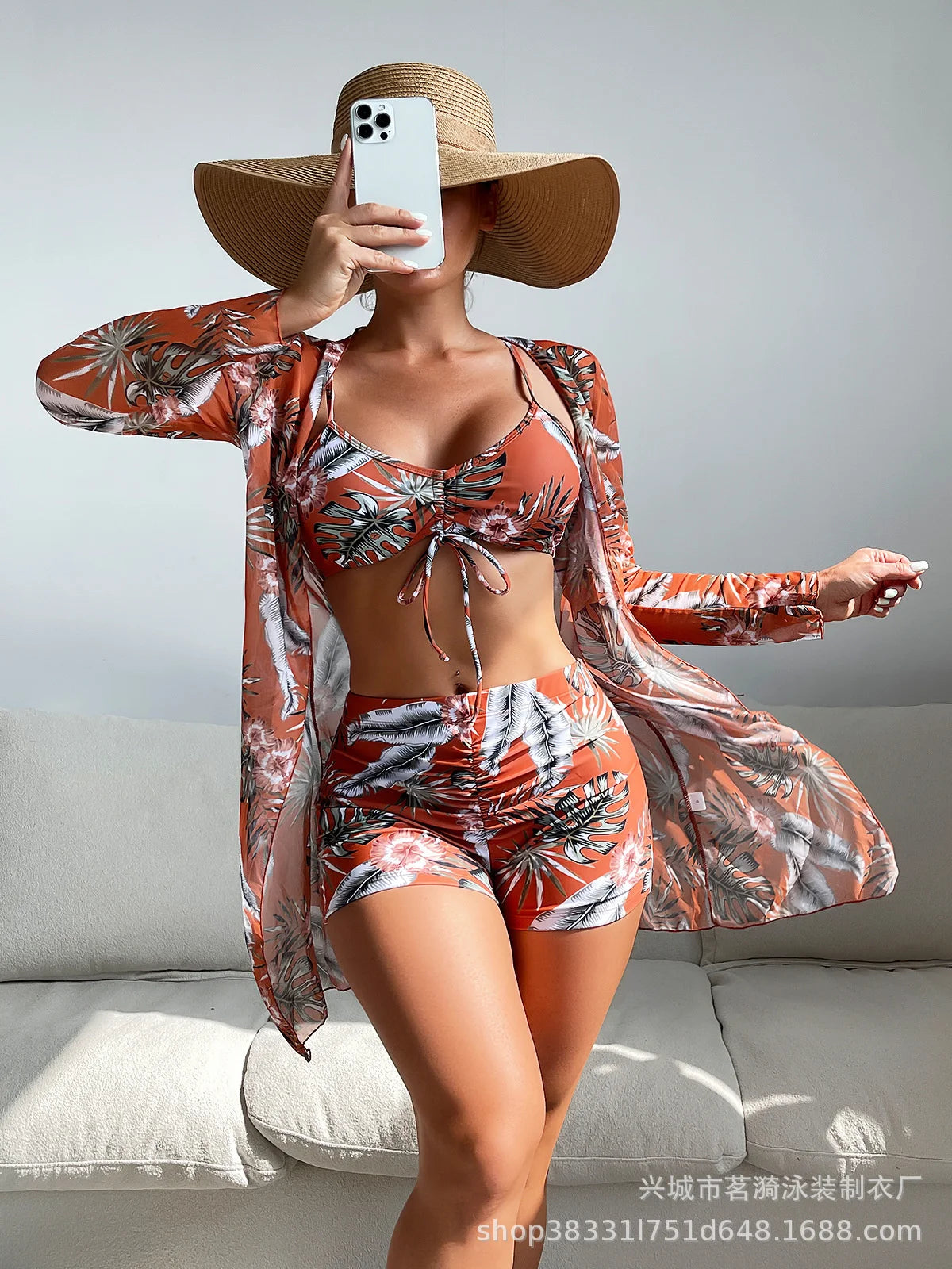 3 Piece Summer Print Swimsuits Tankini Sets Swimwear Beach Wear Bathing Suits Pool Women's Swimming Suit - The Clothing Company Sydney