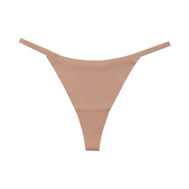 Women's Seamless Underpants Ice Silk Thongs Low Waist Bikini T-back Solid Color Traceless G-String Panties The Clothing Company Sydney