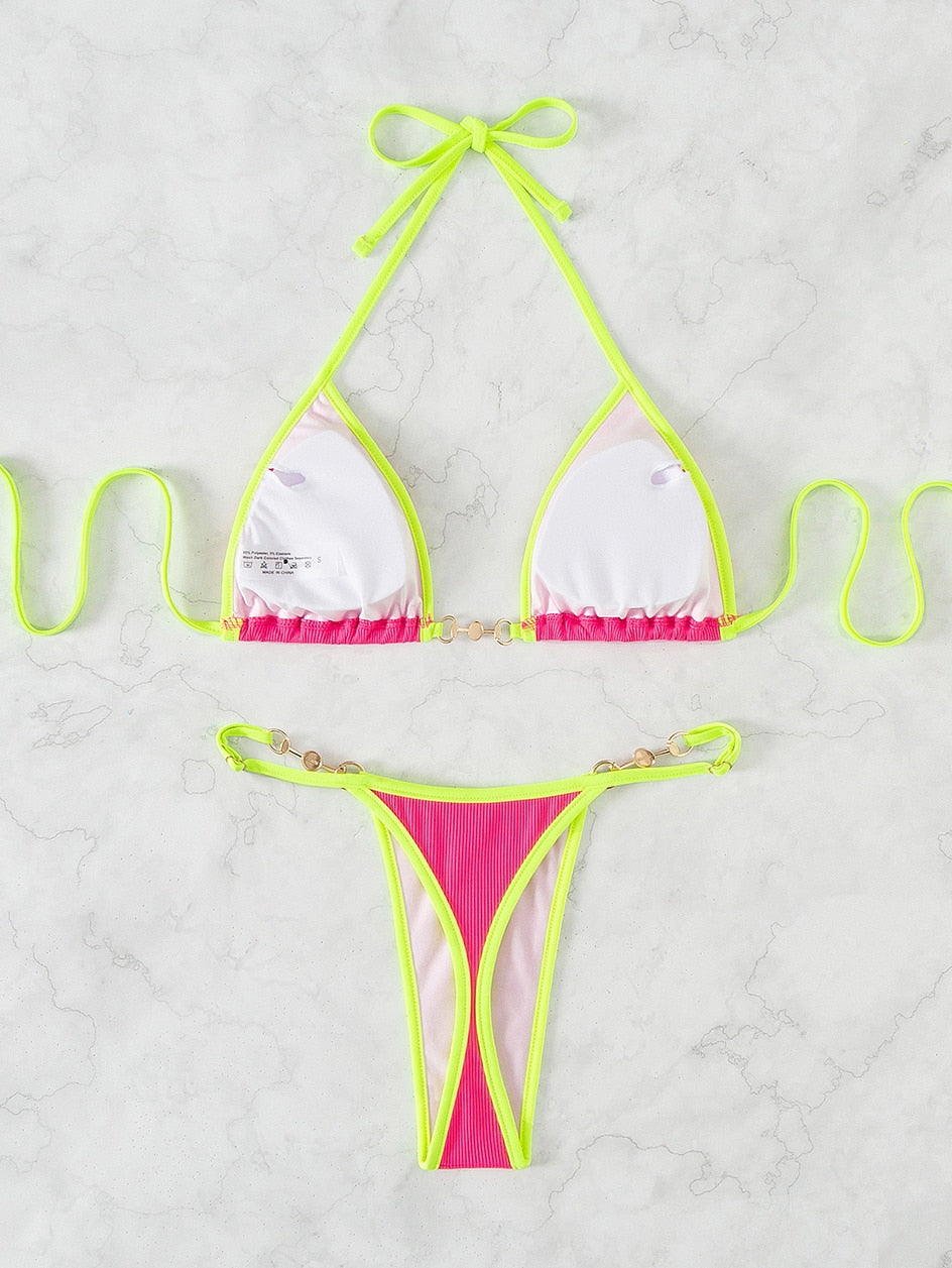 Two 2 Piece Chain Micro Bikini Swimsuit Female Swimwear Thong Bikinis Set Brazilian Bathing Suits Beach Wear Bather Set The Clothing Company Sydney