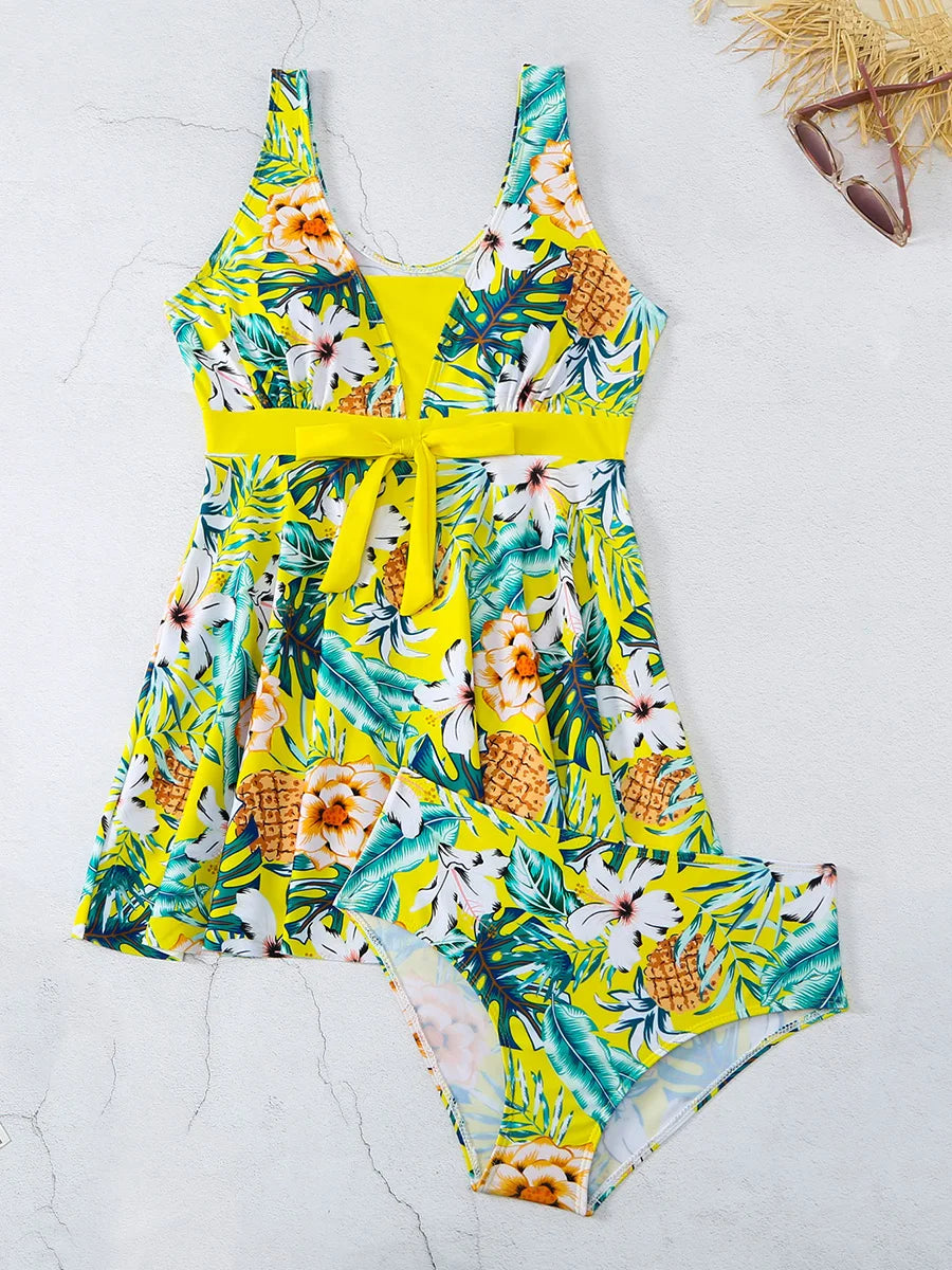 Floral Tankini Set 2 Piece Women Swimsuit High Waist Swimwear Bathers Bathing Swimming Suit Summer Beachwear - The Clothing Company Sydney