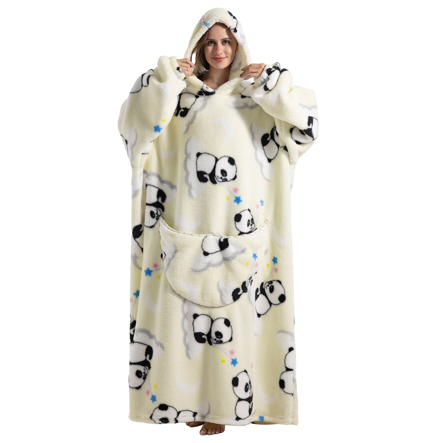 Super Long Hoodie Blanket Flannel Blanket with Sleeves Winter Hooded Sweatshirt Pullover Giant Oversized Blanket The Clothing Company Sydney