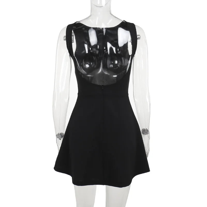 White Backless Patchwork Fashion Summer Elegant Party Mini Dress - The Clothing Company Sydney