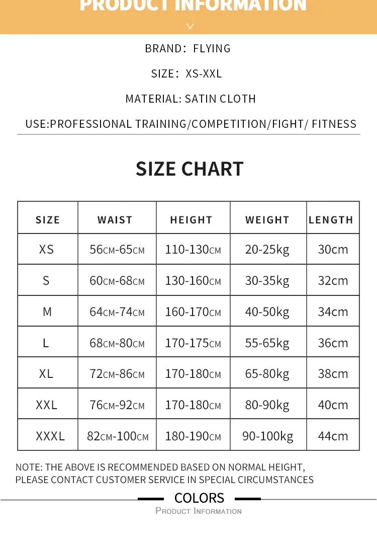 Muay Thai Boxing Shorts for Men's Women's Kids Teenagers Kickboxing Fighting MMA Trunks Grappling Sports Shorts - The Clothing Company Sydney