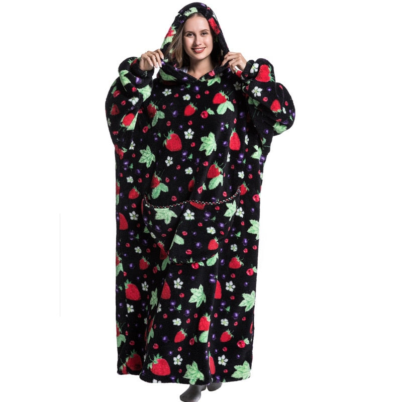 Super Long Hoodie Blanket Flannel Blanket with Sleeves Winter Hooded Sweatshirt Pullover Giant Oversized Blanket The Clothing Company Sydney