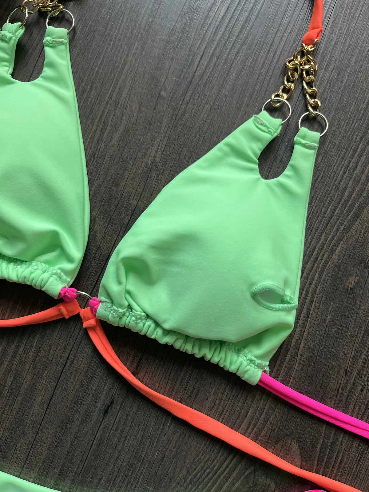 Metal Chain Decoration Swimwear Women Bikini Push Up Swimsuit Two Pieces Bathing Suit - The Clothing Company Sydney